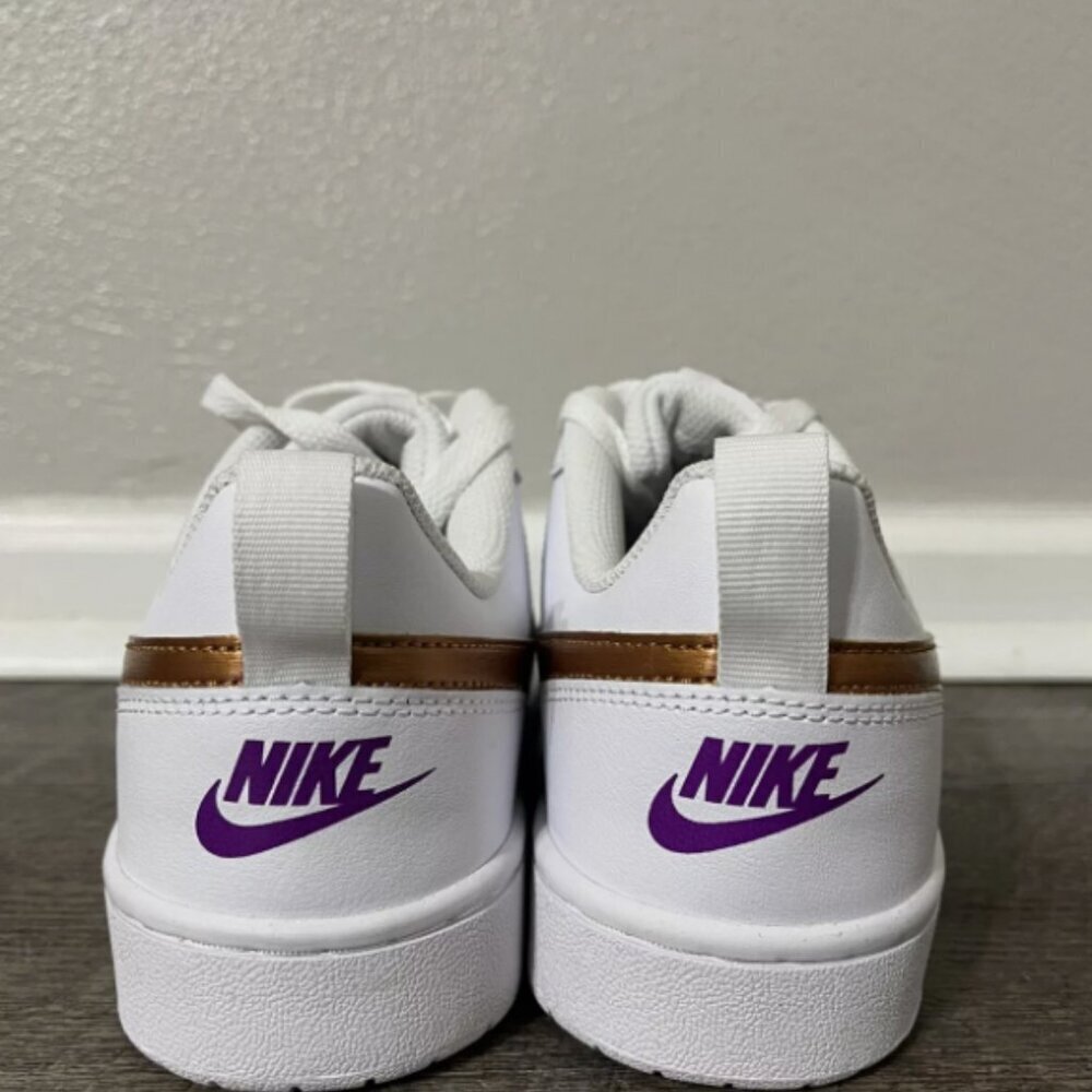Nike Court Borough Low 2 SE GS White Metallic Copper Sz 7Y/Women 8.5 DQ5979-100‍ - Picture 5 of 10